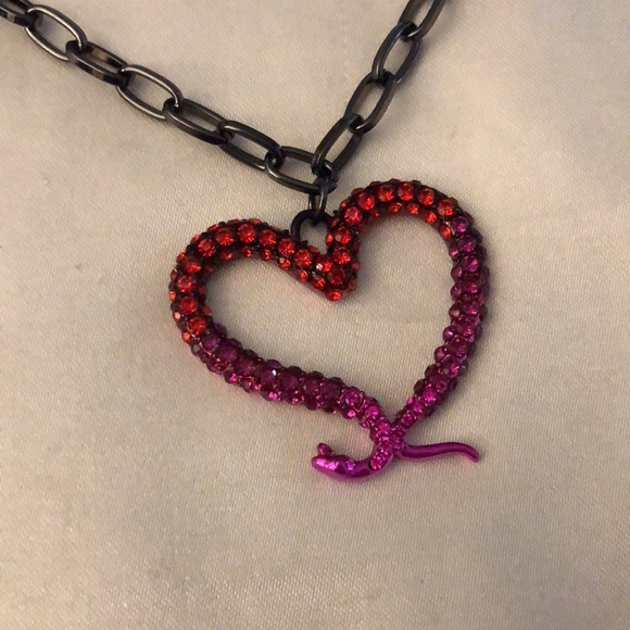 Betsey Johnson Hematite Tone Midnight Garden Snake Heart Pendant Necklace NWT - Picture 11 of 12